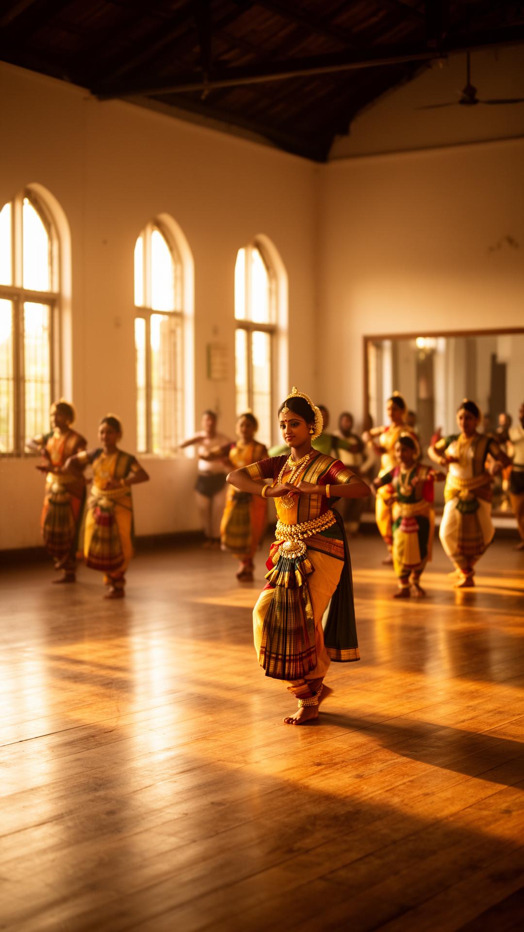 Dance students rehearsing inside Sreshtta's studio